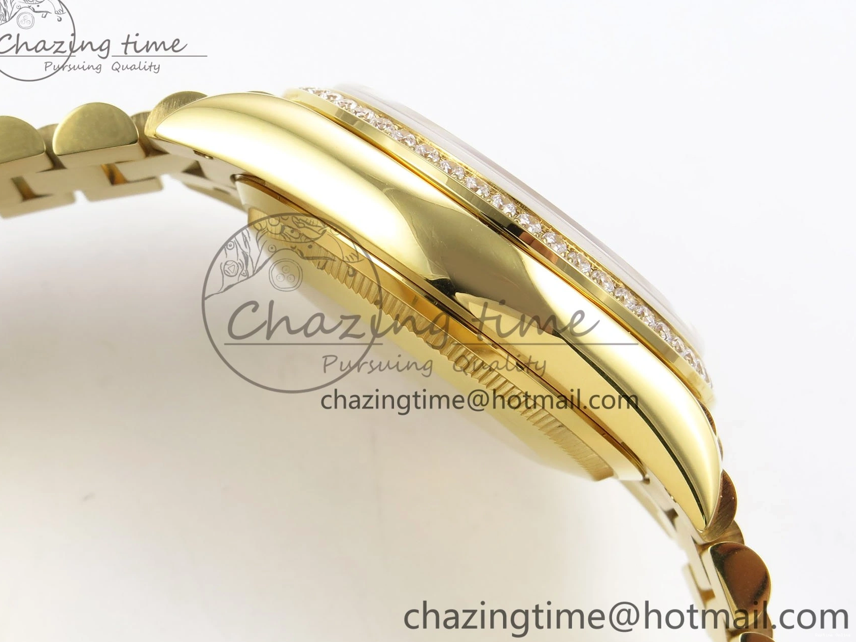 0420 WaterResistant Day Date 36 YG RAF 1:1 Best Edition Brown Oman Dial Diamonds Bezel on YG Bracelet A 1518